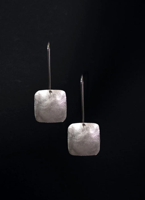 Silver square drop earring