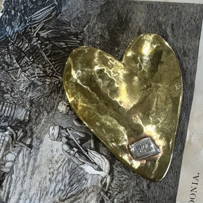 Brass heart brooch