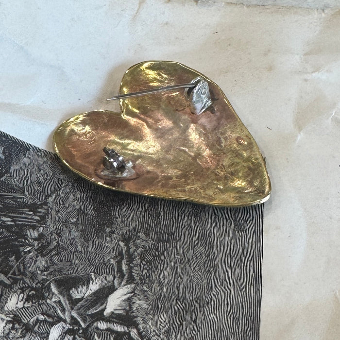 Brass heart brooch