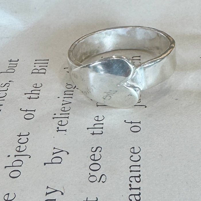 Silver heart on side ring
