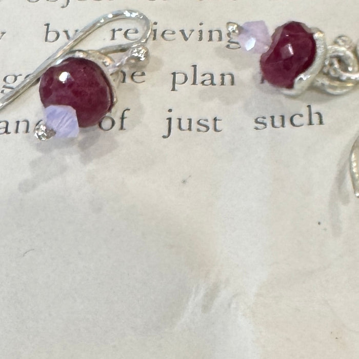 Ruby and crystal drop cloud earrings