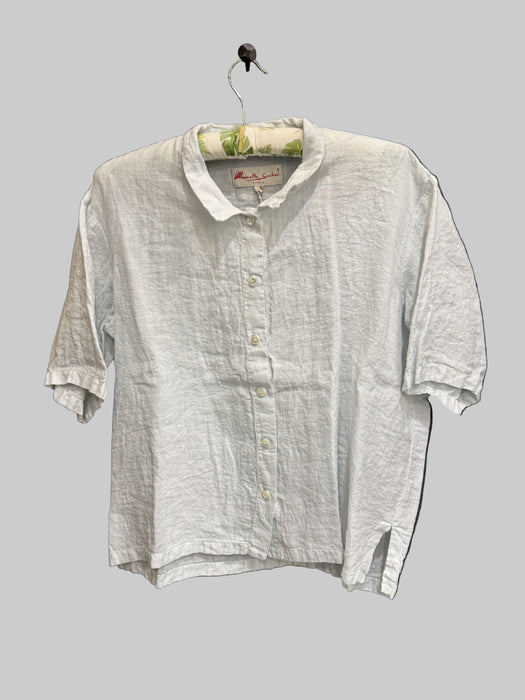 Short sleeve linen blouse | Yilin