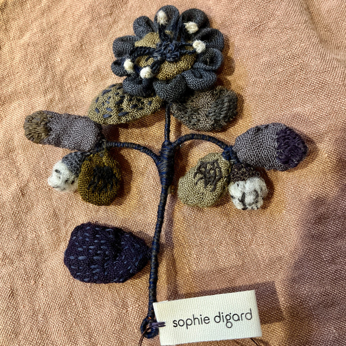 Applique and carded wool brooches