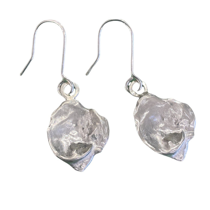 Silver keshi hook earrings (small)