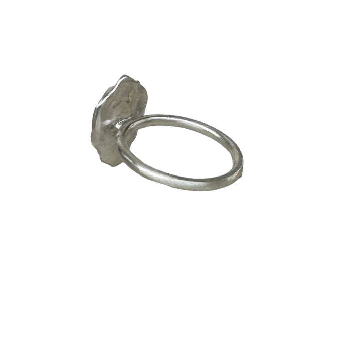 Silver keshi ring with garnet, citrine & champagne diamond