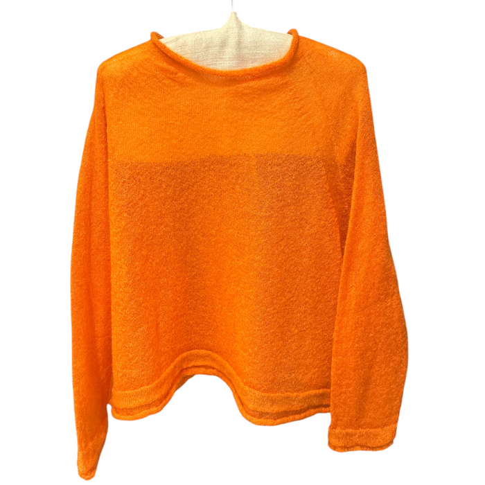 Mohair raglan sleeve roll neck crop