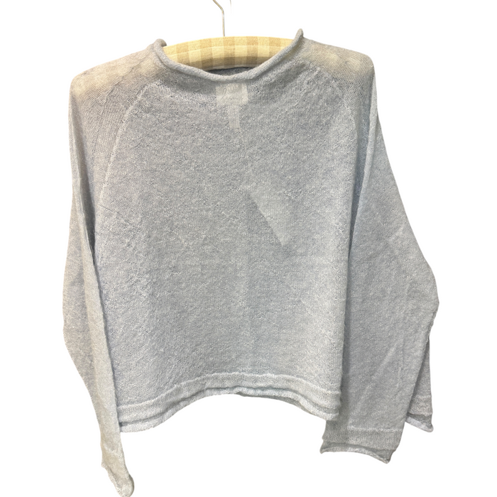 Mohair raglan sleeve roll neck crop
