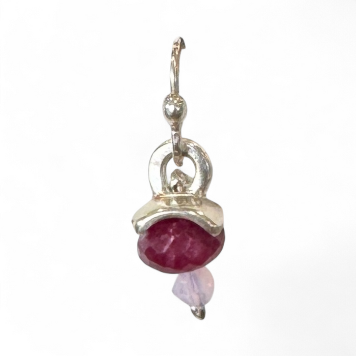 Ruby and crystal drop cloud earrings