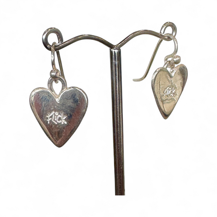 Silver heart hook earrings