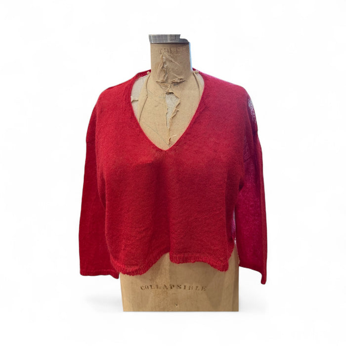 Cropped mohair v neck jumper | Luna