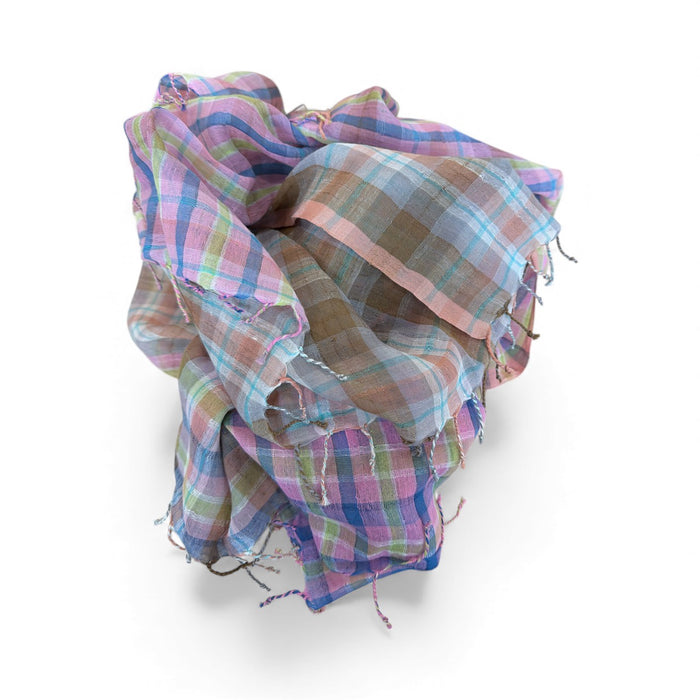 Linen & cotton check scarf