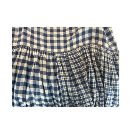 Blue and white checkered fabric on a white background