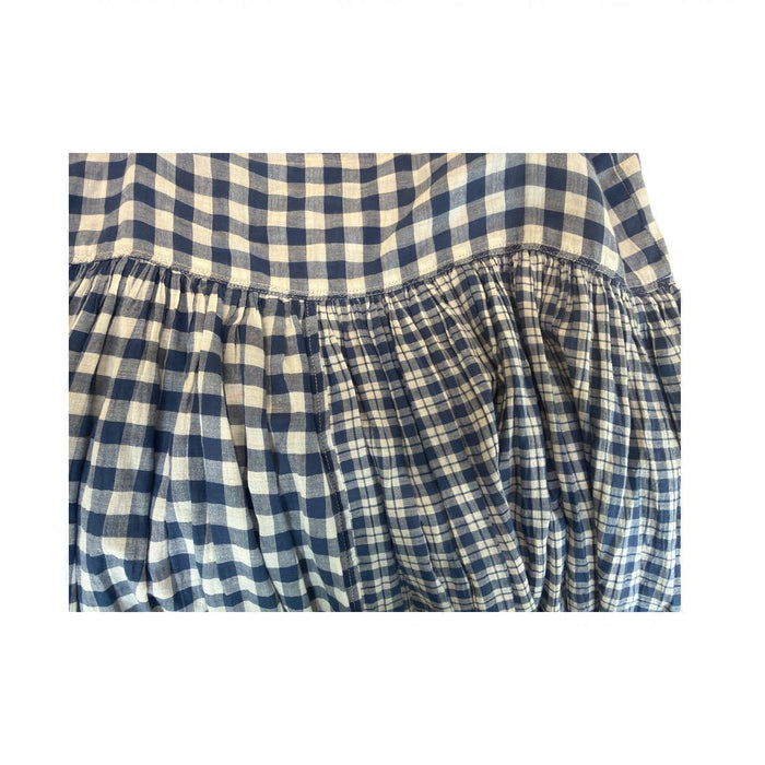 Blue and white checkered fabric on a white background