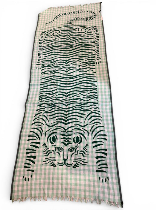 Cotton scarf / sarong Tiger in mint