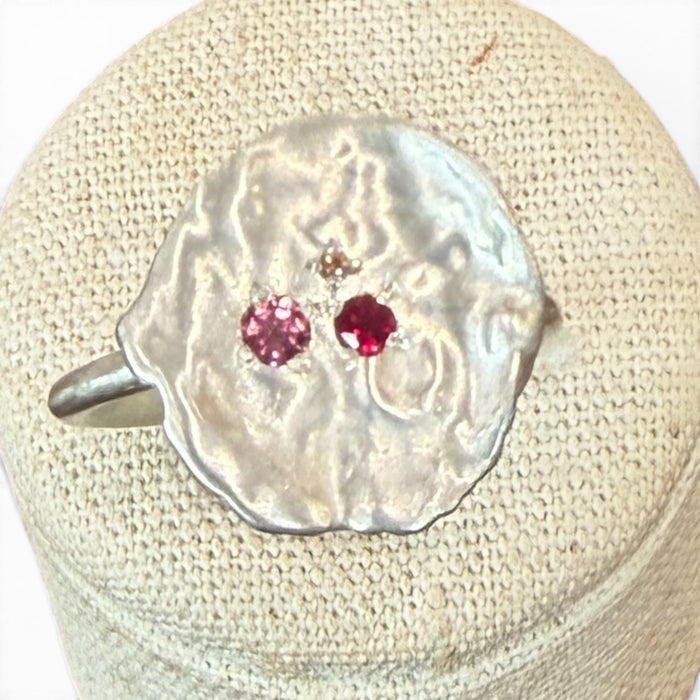 Keshi ring with tourmalines