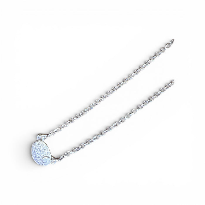 Dainty silver abalone charm necklace