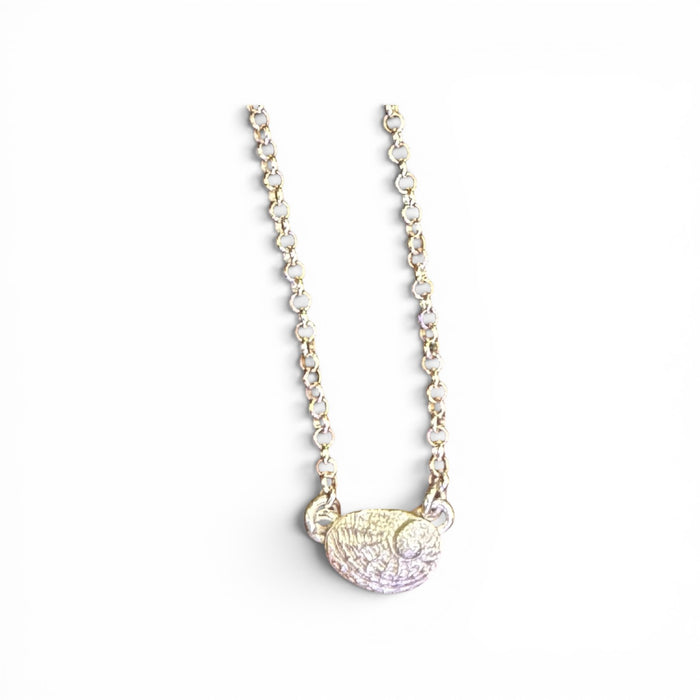 Dainty silver abalone charm necklace
