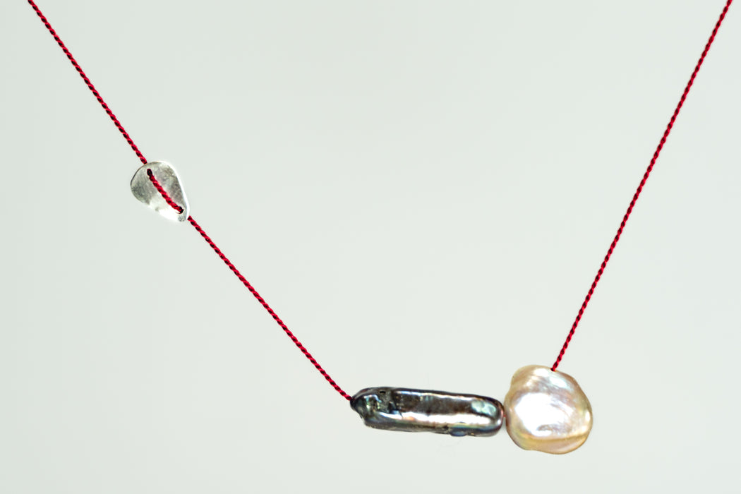 Simple silk necklace with charms