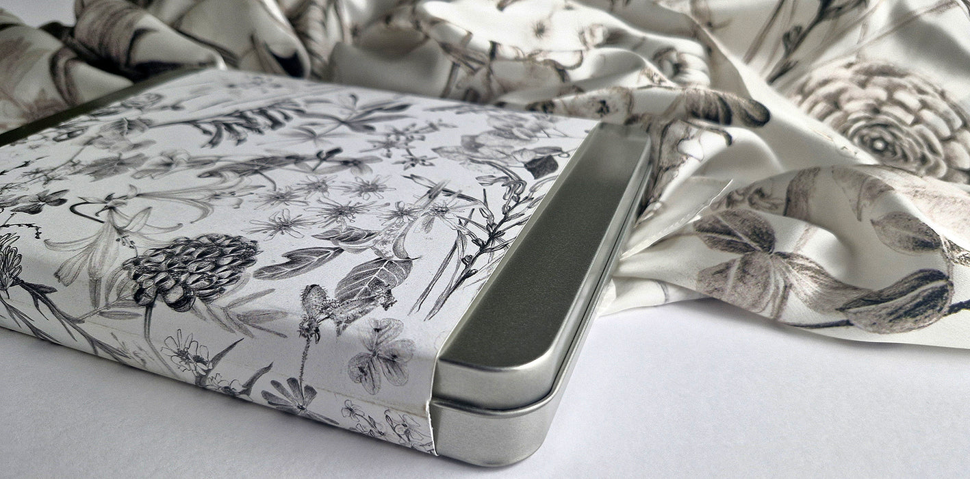 Silk satin nature scarf | 90 x 90