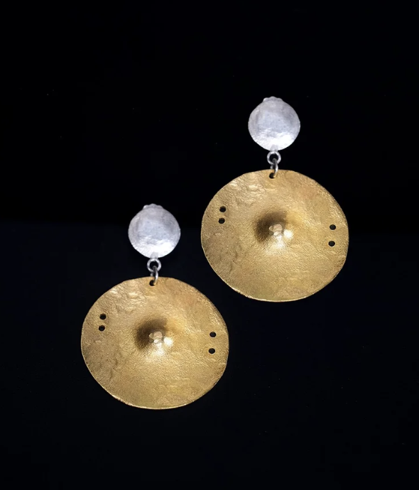Tumleo gold tribal stud earrings