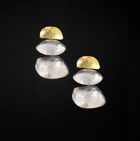 Gold moro drop stud earrings