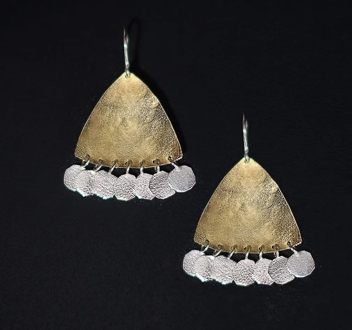 Biak gold and silver hook earrings