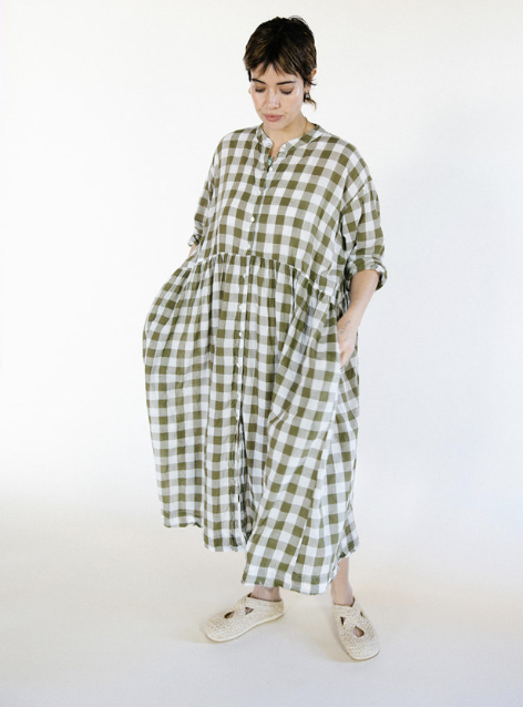 Olive check Oak dress