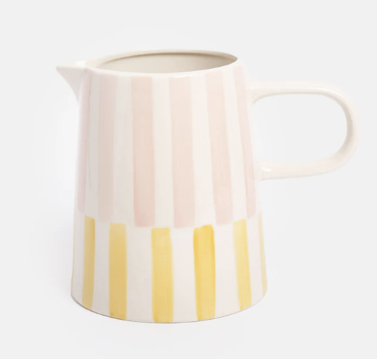 Pink and Yellow striped jug / vase
