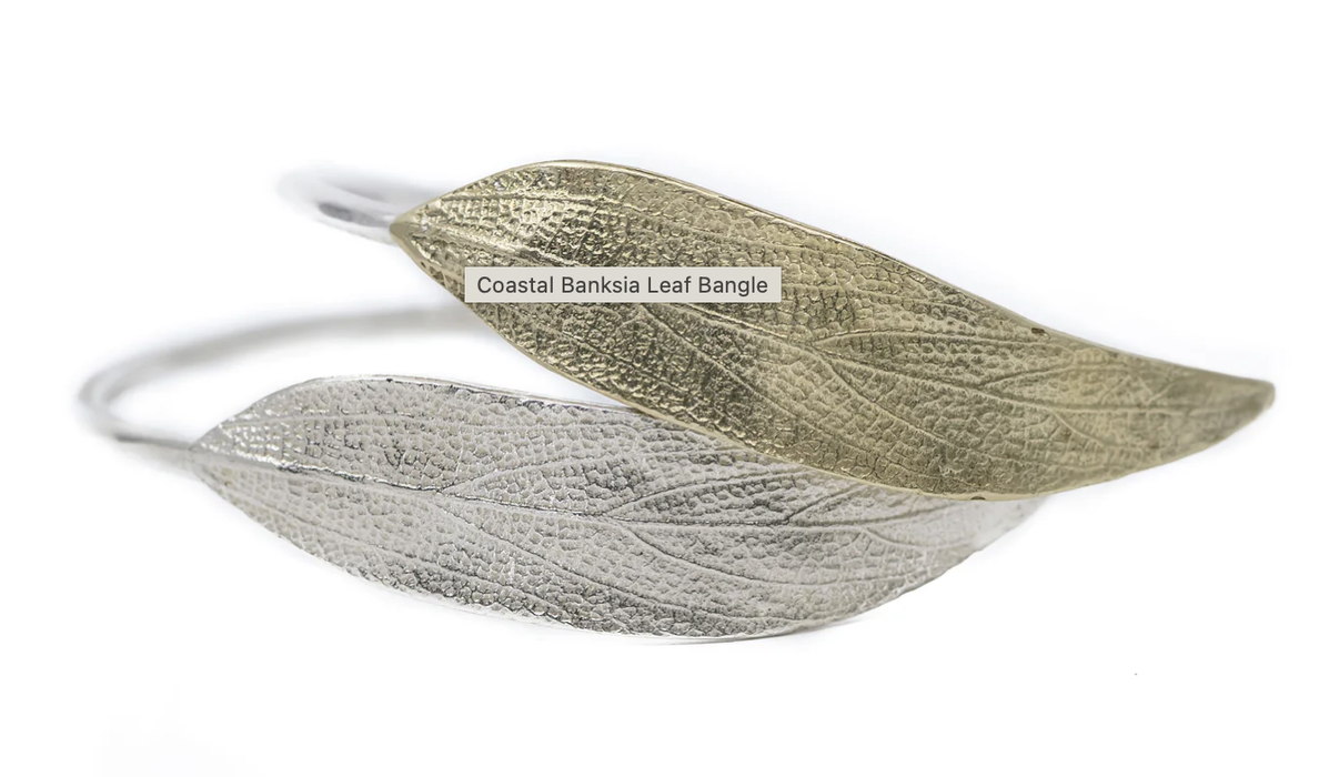 SIlver coastal banksia leaf bangle