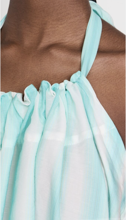 Noni halter dress in mint and white