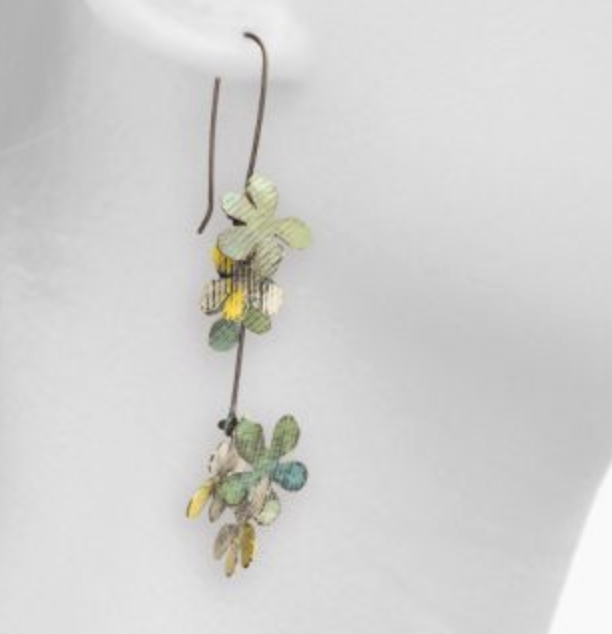 Jamine drop earrings L in green and white