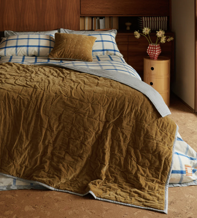 Couvre-lit Kantha en velours