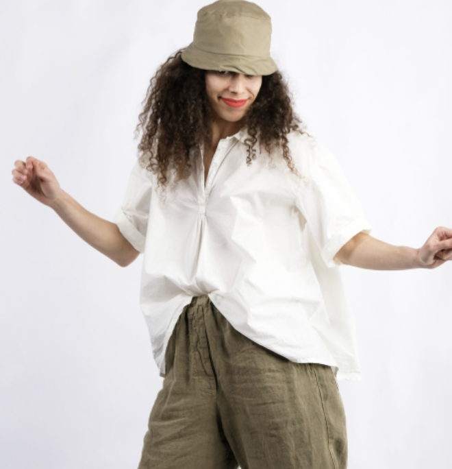 Cotton poplin short sleeve blouse 'Wigwi'