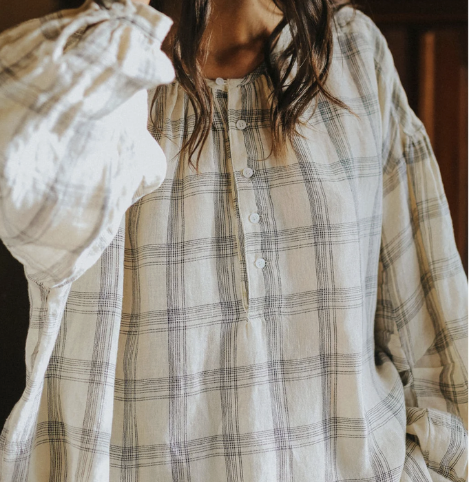 Cream check blouse