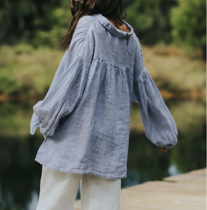 Fine blue stripe blouse