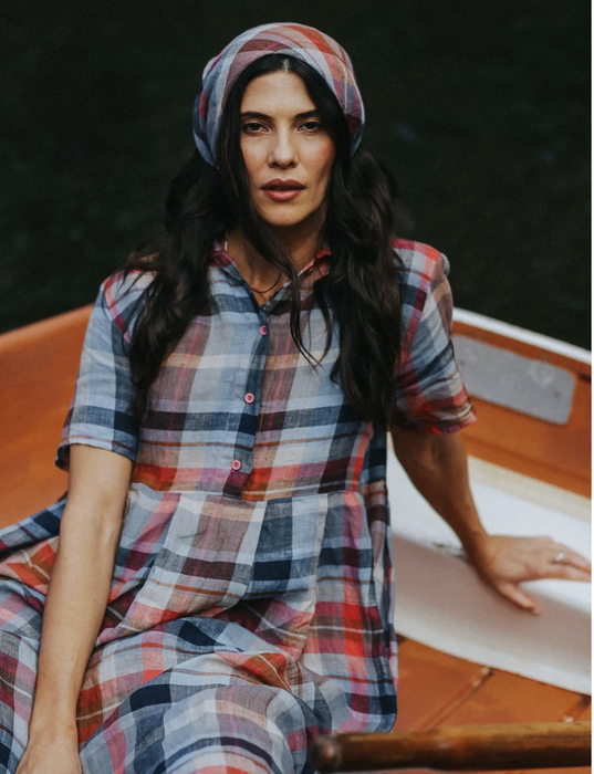 Madras check linen dress