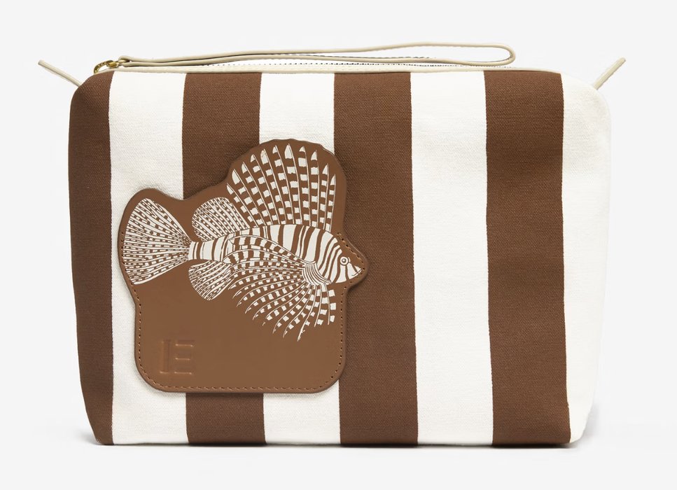 Cotton canvas striped pouch