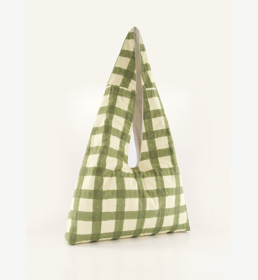 Green check knot pouch