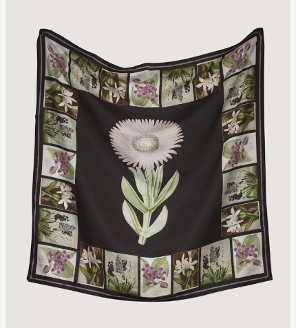 Charcoal floral  silk scarf