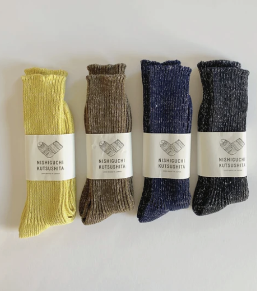 Vintage yellow hemp cotton socks