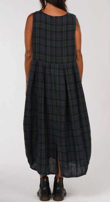 Plaid linen sleeveless dress