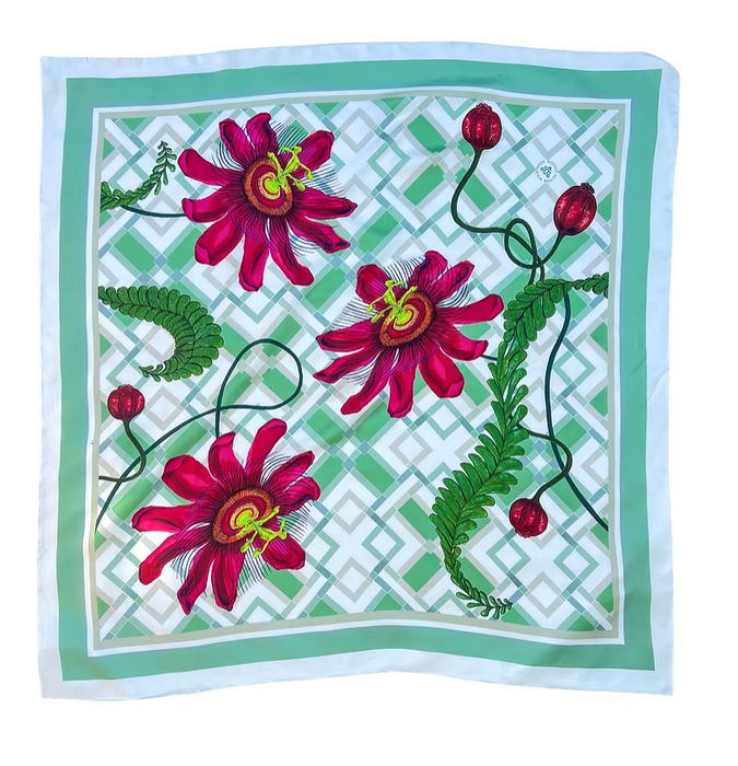 Passion flower silk scarf