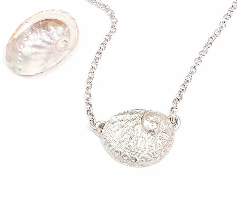 Silver abalone necklace short chain