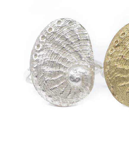 Silver abalone shell ring