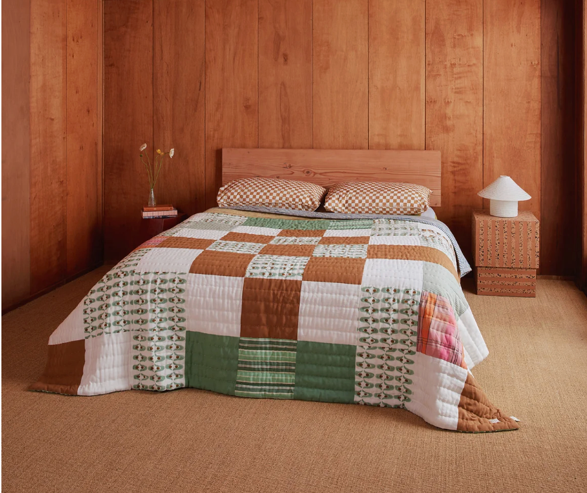 Kantha quilt - geo patchwork