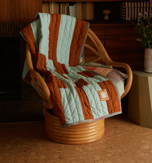 Kantha quilt - tobacco stripe