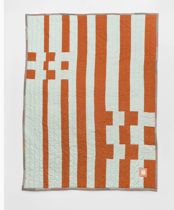 Kantha quilt - tobacco stripe