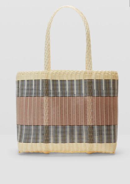 Handwoven two tone medium basket