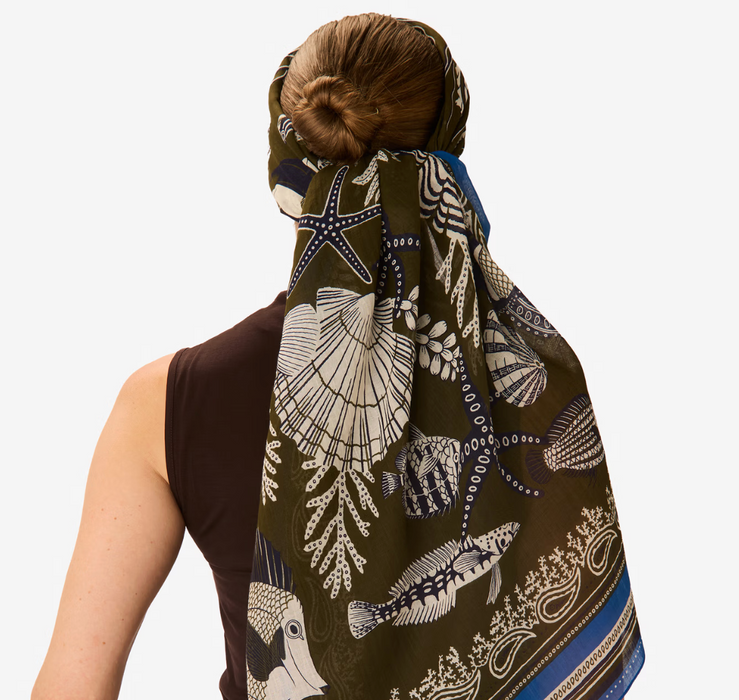 Neptune cotton and silk square scarf