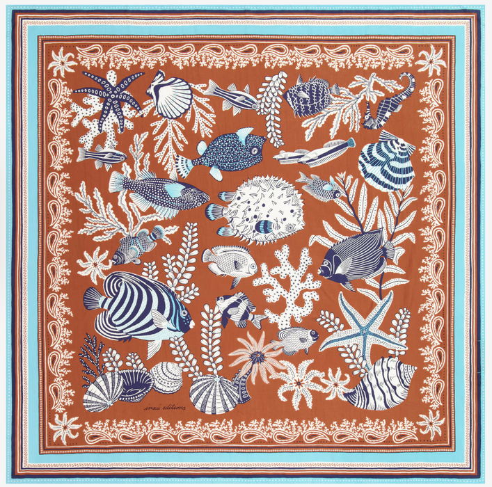 Neptune cotton and silk square scarf